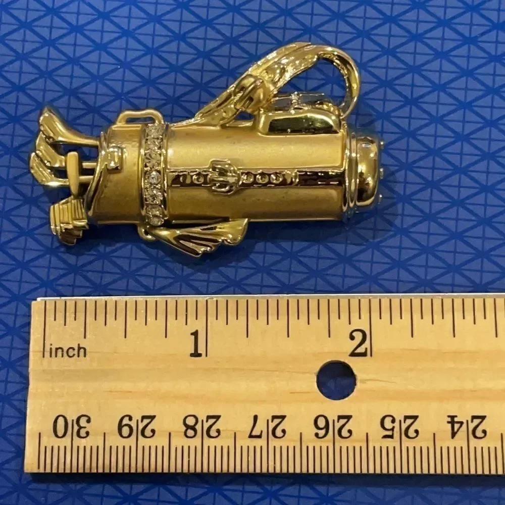 Vintage Signed CAJC Rhinestone Golf Club Brooch